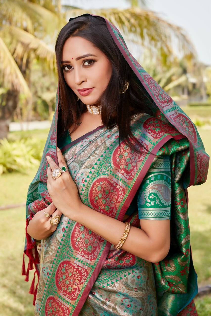 Vastranavya Boutique Collection Kanjivaram Soft Silk Saree With Unstitched Blouse - Brown | Grocsy