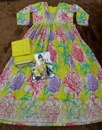 Anaita Mustard Chinon Silk Readymade Anarkali Suit with Embroidery Work | Grocsy
