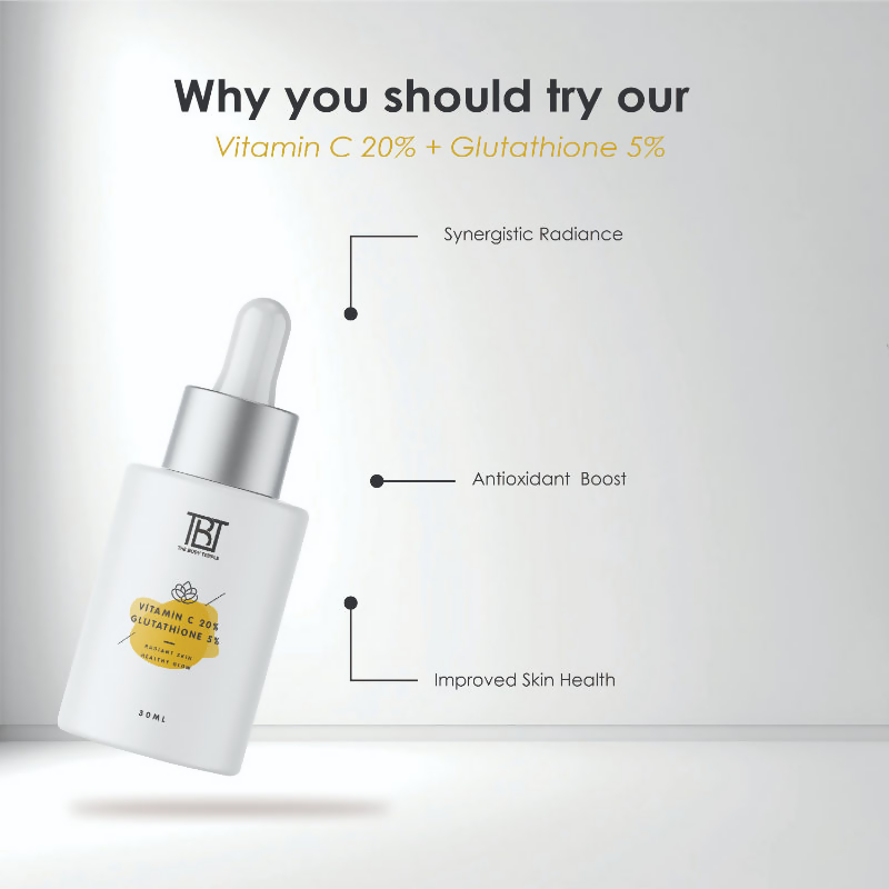 The Body Temple Vitamin C 20% + Glutathione 5% Face Serum | Grocsy