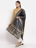 Myshka Women's Black Silk Print Casual Dupatta | Grocsy