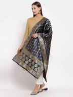 Myshka Women's Black Silk Print Casual Dupatta | Grocsy
