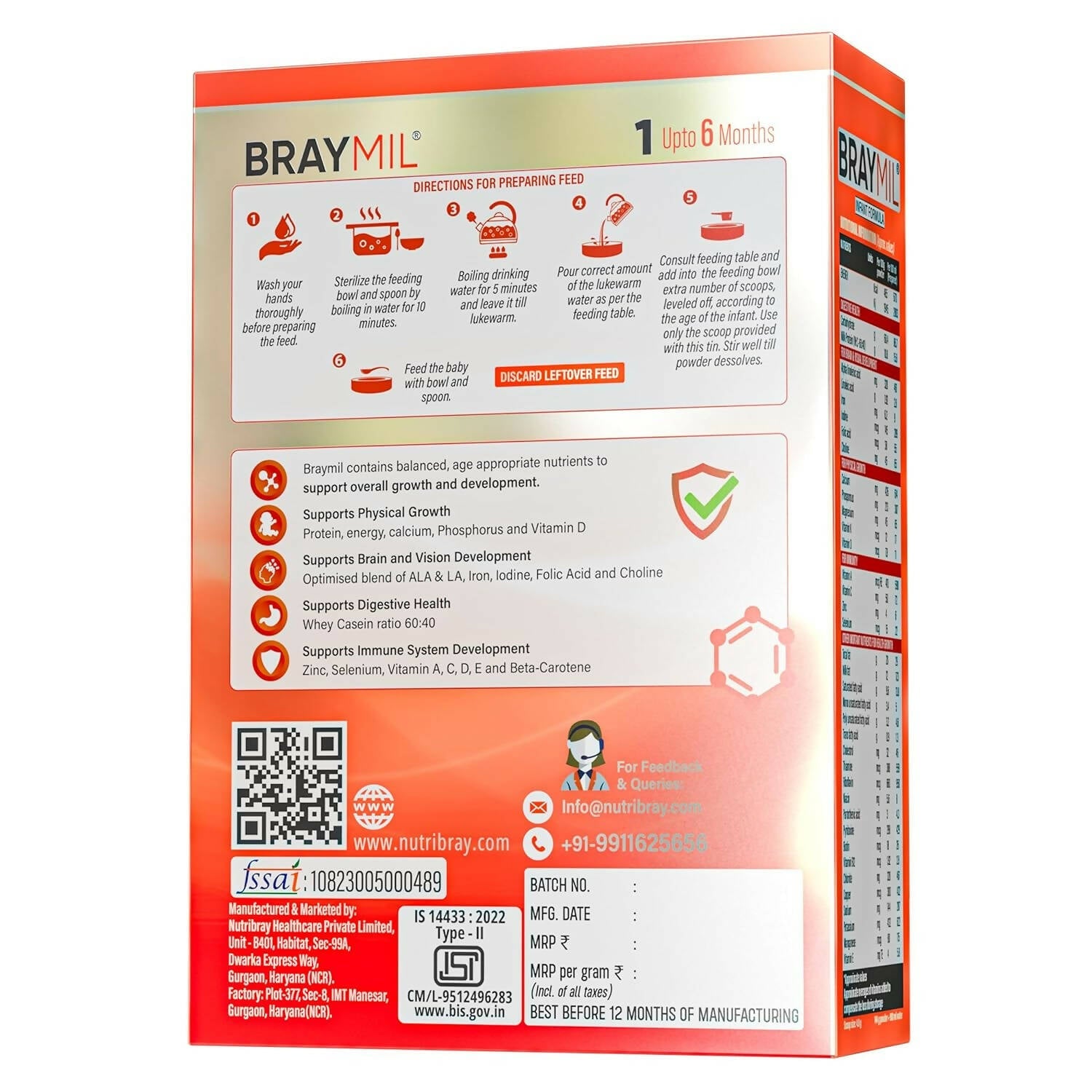 Braymil 1 Infant Formula Milk Powder (Upto 6 Months) | Grocsy