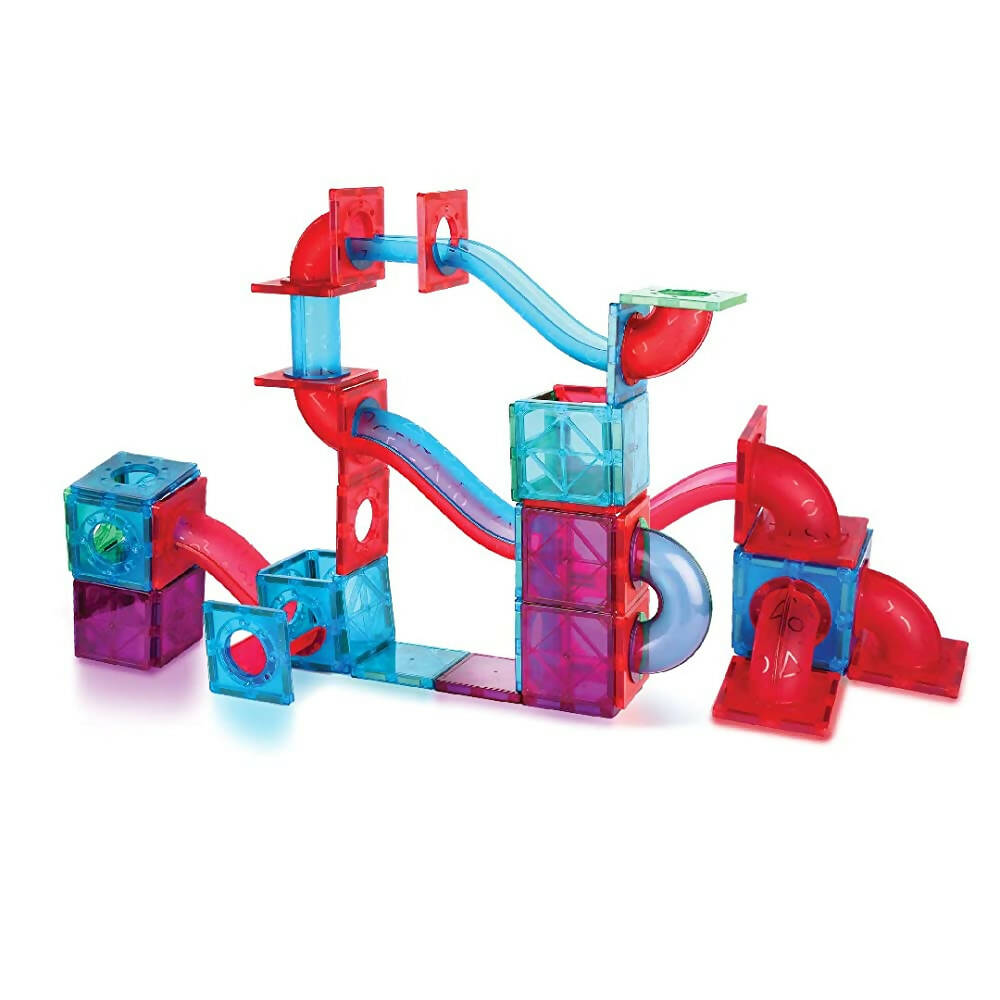 Kipa MagPlay BallRush Magnetic Tiles 101 Pieces with Storage Container Ball Run Set for Kids. 3D Stem Educational Toys. Magnetic Marble Run for Kids | Grocsy