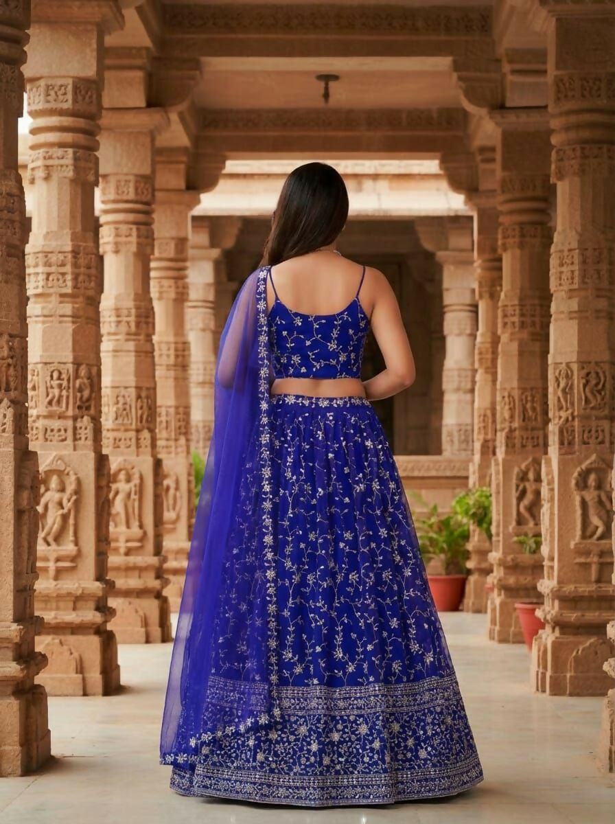 Lehenga Mart Designer Indian Wedding Lehenga Choli-Blue | Grocsy