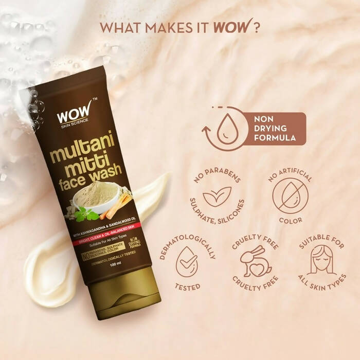 Wow Skin Science Purifying Multani Mitti Face Wash | Grocsy