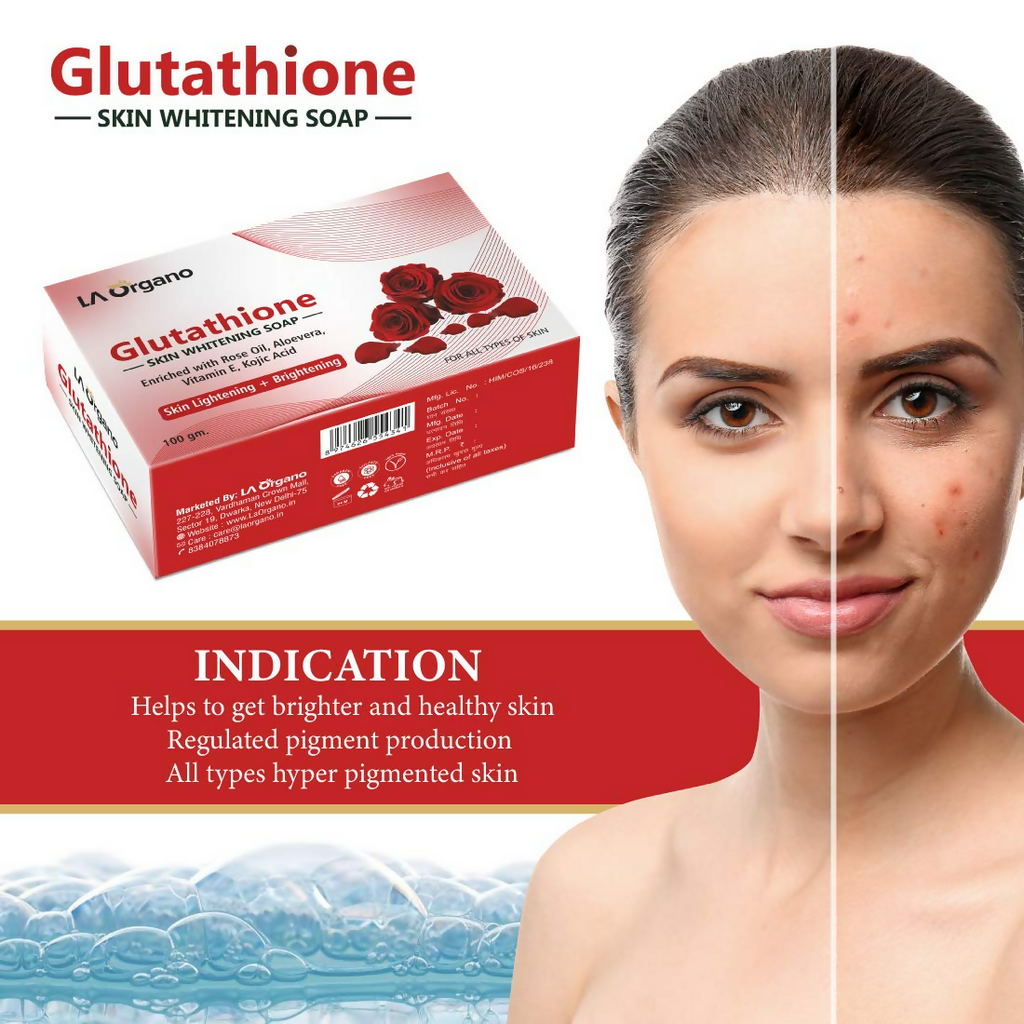 LA Organo Glutathione Rose Skin Lightening & Brightening Soap | Grocsy
