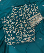 KC Teal Blue Straight Suit For Women Georgette Fabric | Grocsy