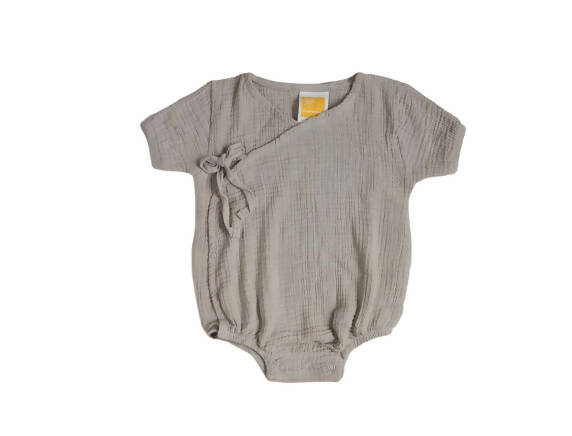 Sunshine Baby Cute Organic Muslin Cotton Kimono Rompers For Babies - Grey | Grocsy