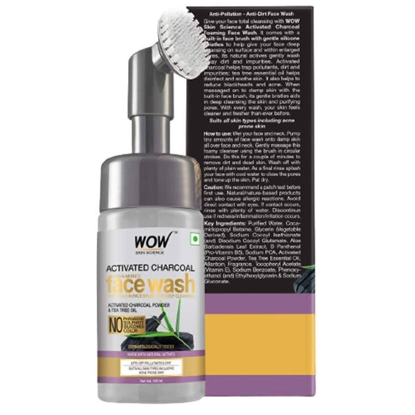 Wow Skin Science Charcoal Foaming Face Wash | Grocsy