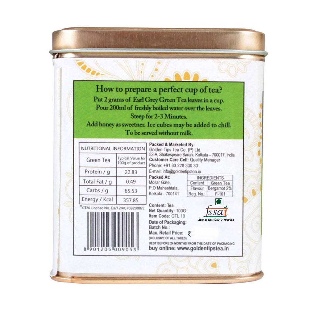 Golden Tips Earl Grey Green Tea - Tin Can | Grocsy