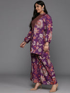 Ahalyaa Women's Traditional Wear Co-ords - Purple | Grocsy
