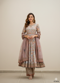 Functional Designer Grey Jam Silk Anarkali suit with Dupatta-Anbazaar | Grocsy
