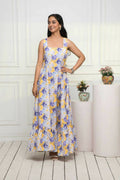 Myshka Women Multi-Floral Rayon A-Line Round Neck Dress | Grocsy