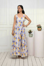 Myshka Women Multi-Floral Rayon A-Line Round Neck Dress | Grocsy