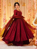 The52 Women's Beautiful Printed Work Viscose Fabric Flared Anarkali Palazzo and Dupatta Set | Grocsy