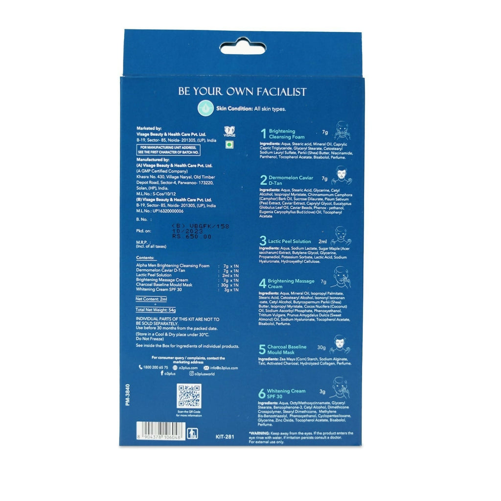 Professional O3+ Alpha Men Bright Groom Facial Kit | Grocsy