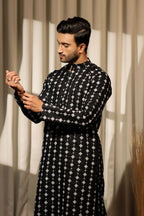 Black Viscose Designer Embroidery Work Kurta Set - Mahotsav | Grocsy