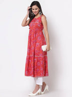 Myshka Cotton Printed Sleeveless Round Neck Casual Women's Dress | Grocsy