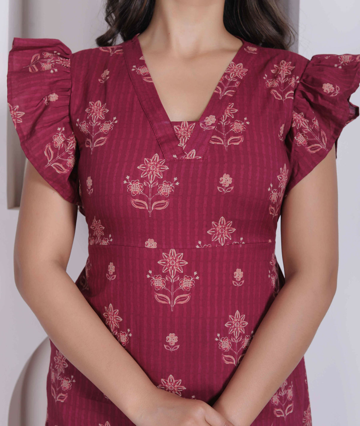 Miravan Women Empire Waist Maroon Mini Length Dress | Grocsy