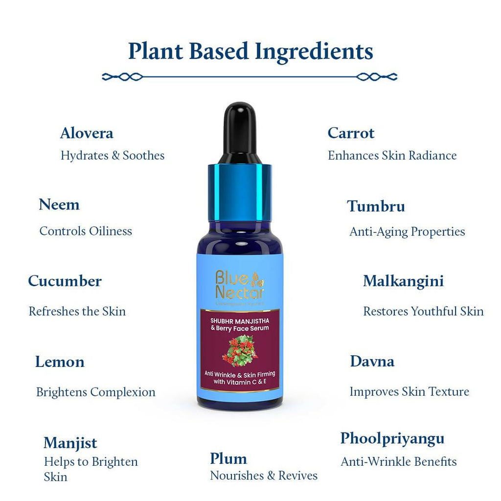 Blue Nectar Manjistha & Berry Face Serum with Vitamin C & E | Grocsy