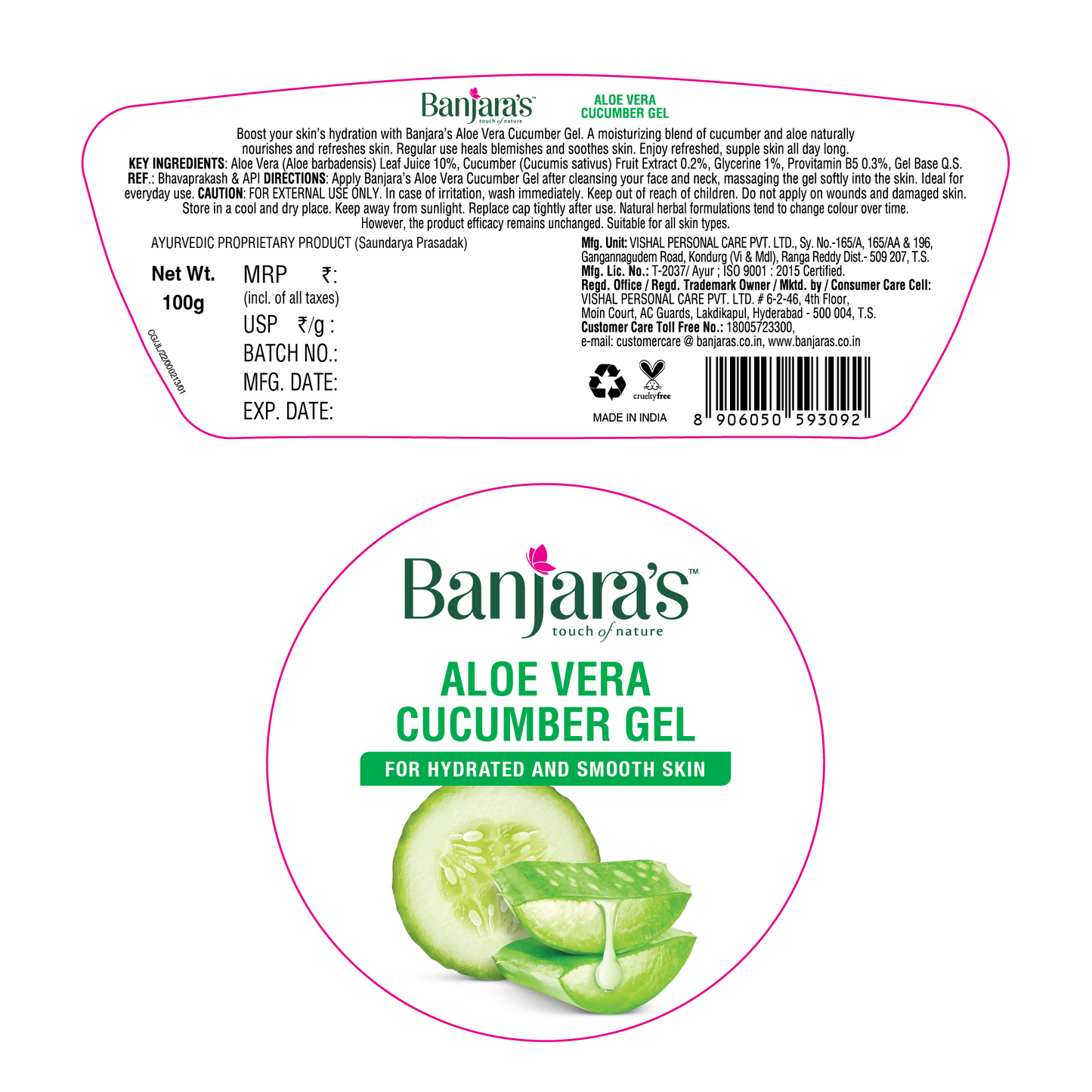 Banjara's Aloe Vera Cucumber Gel | Grocsy
