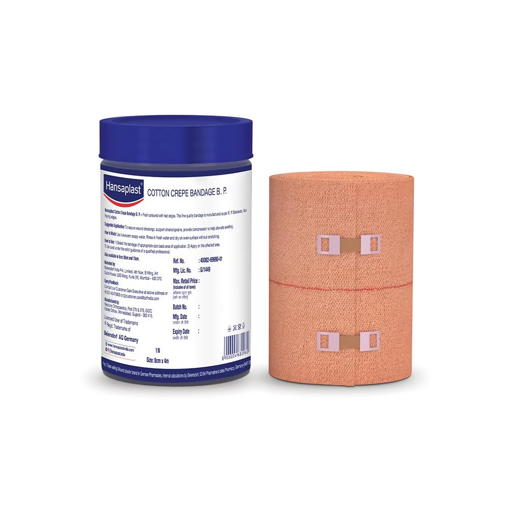 Hansaplast Soft Cotton Crepe Bandage For Pain Relief - 8CM X 4MTR | Grocsy