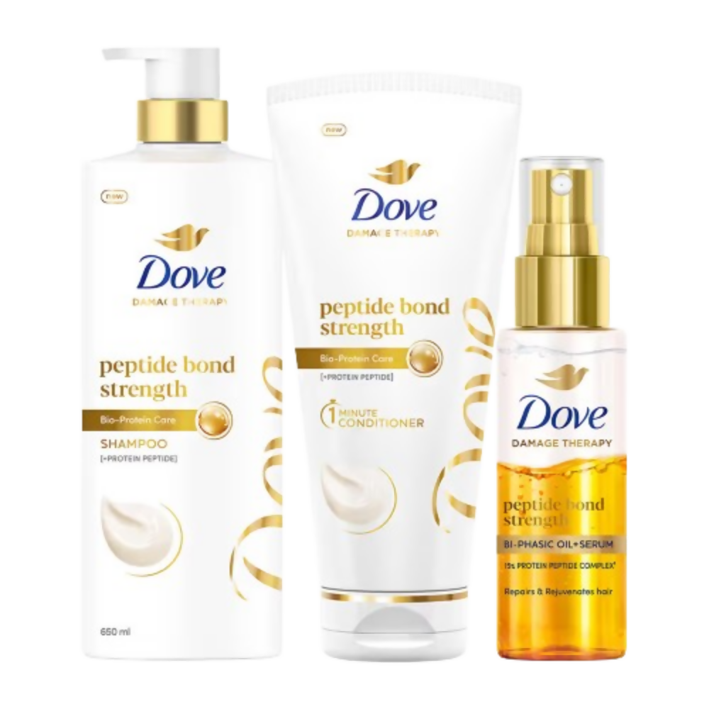 Dove Peptide Bond Strength Shampoo + Bi Phasic Serum + Conditioner | Grocsy
