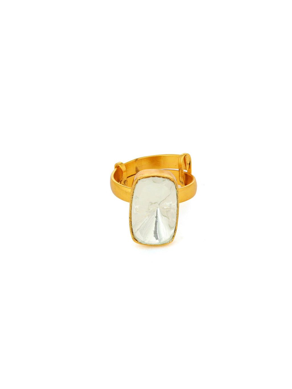Kundan Gold plated Emarald cut Ring - Ruby Raang | Grocsy