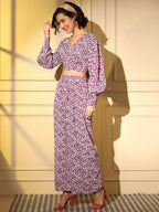 Pink Crepe Digital Printed Top With Matching Trouser - Shivani | Grocsy