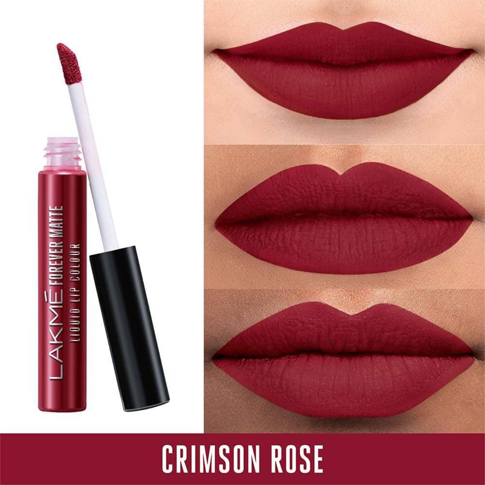 Lakme Forever Matte Liquid Lip Colour - Crimson Rose | Grocsy