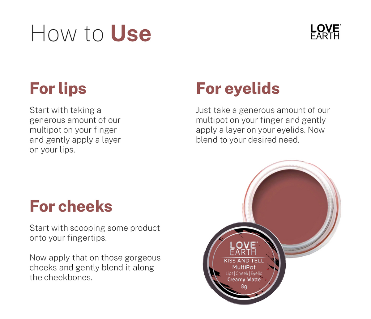 Love Earth Lip Tint & Cheek Tint Multipot Combo (Mauvish Pink & Raspberry Pink) | Grocsy