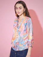 Myshka Women's Multi Printed V-Neck Top | Grocsy