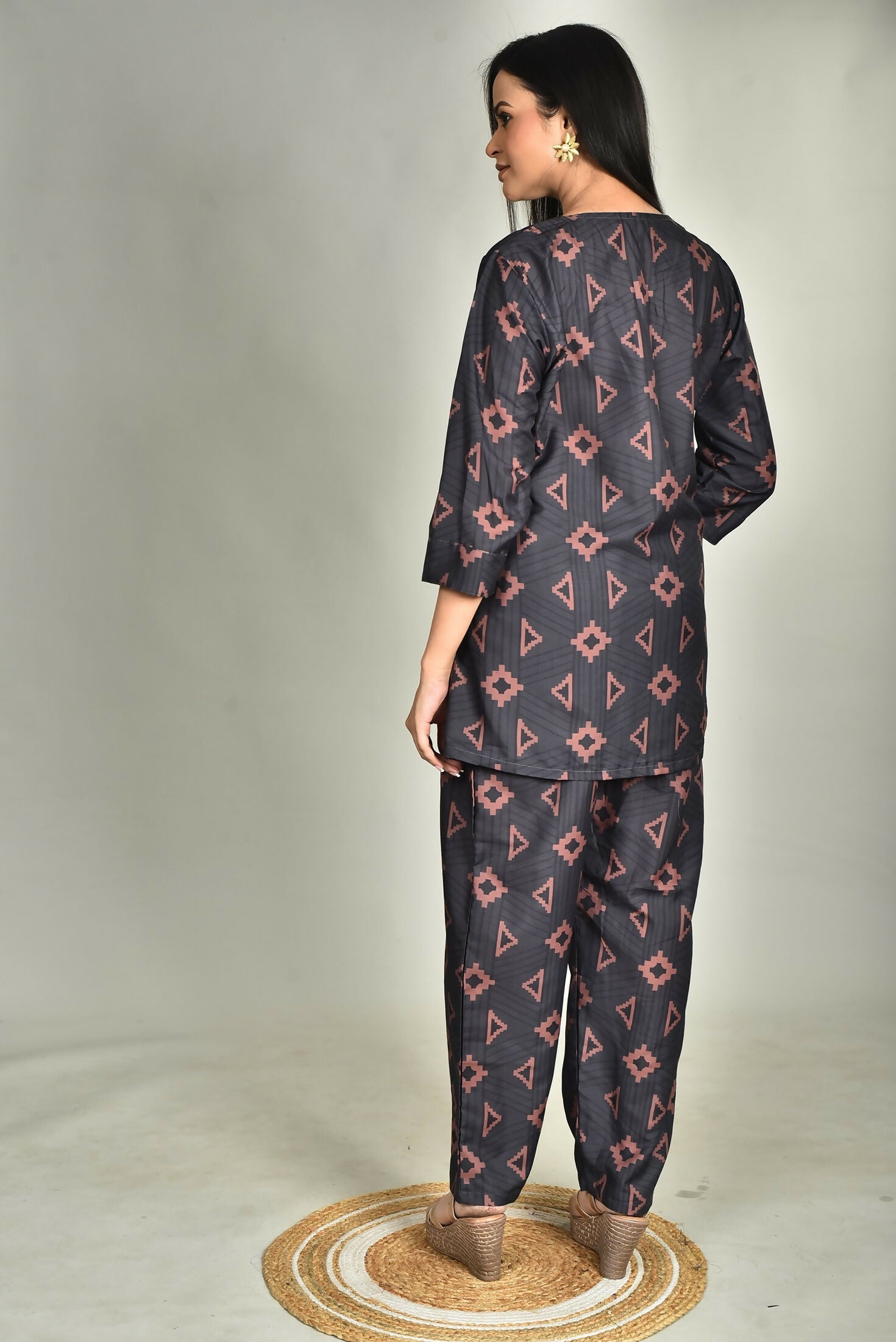 Morchari Digital Print Semi Muslin Co-Ord Set Top & Trouser-Multicolor | Grocsy