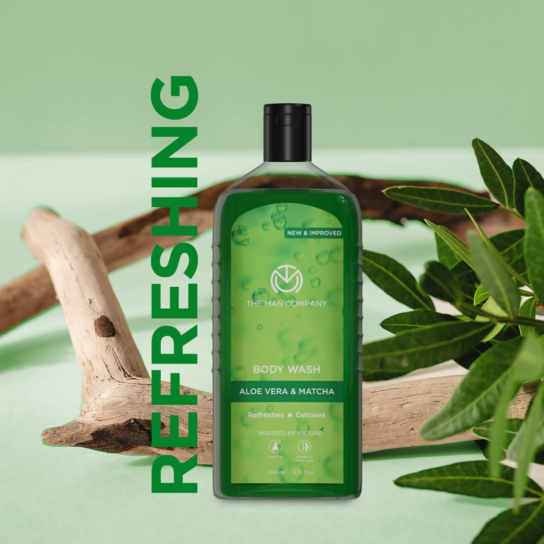 The Man Company Aloe Vera & Matcha Body Wash For Glowing & Smooth Skin Enriched With Green Tea & Moringa Leaf Extract | Grocsy