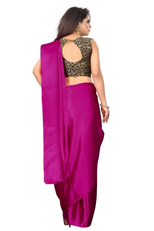 Vamika Pink Satin Designer Saree (PAVITRA RANI) | Grocsy