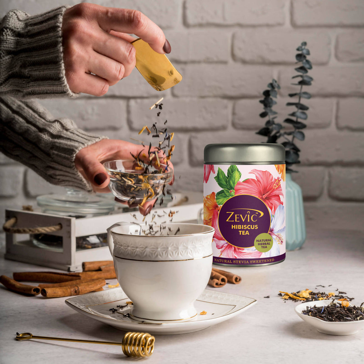 Zevic Premium Hibiscus Flowers Herbal Green Tea | Grocsy