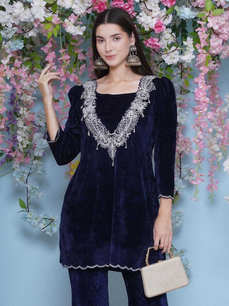 Joban Fashion Navy Blue Coord Set with inner | Grocsy