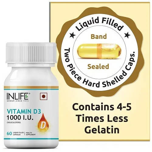 Inlife Vitamin D3 1000 IU Capsules | Grocsy