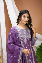 Teeya Creation Lavender Color Natural Crepe Silk Wedding Wear Trending Salwar Suit | Grocsy