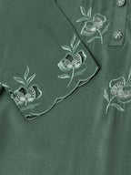 Green Chinon Silk Embroidered Straight Kurta with Trouser & Dupatta - Salimar | Grocsy