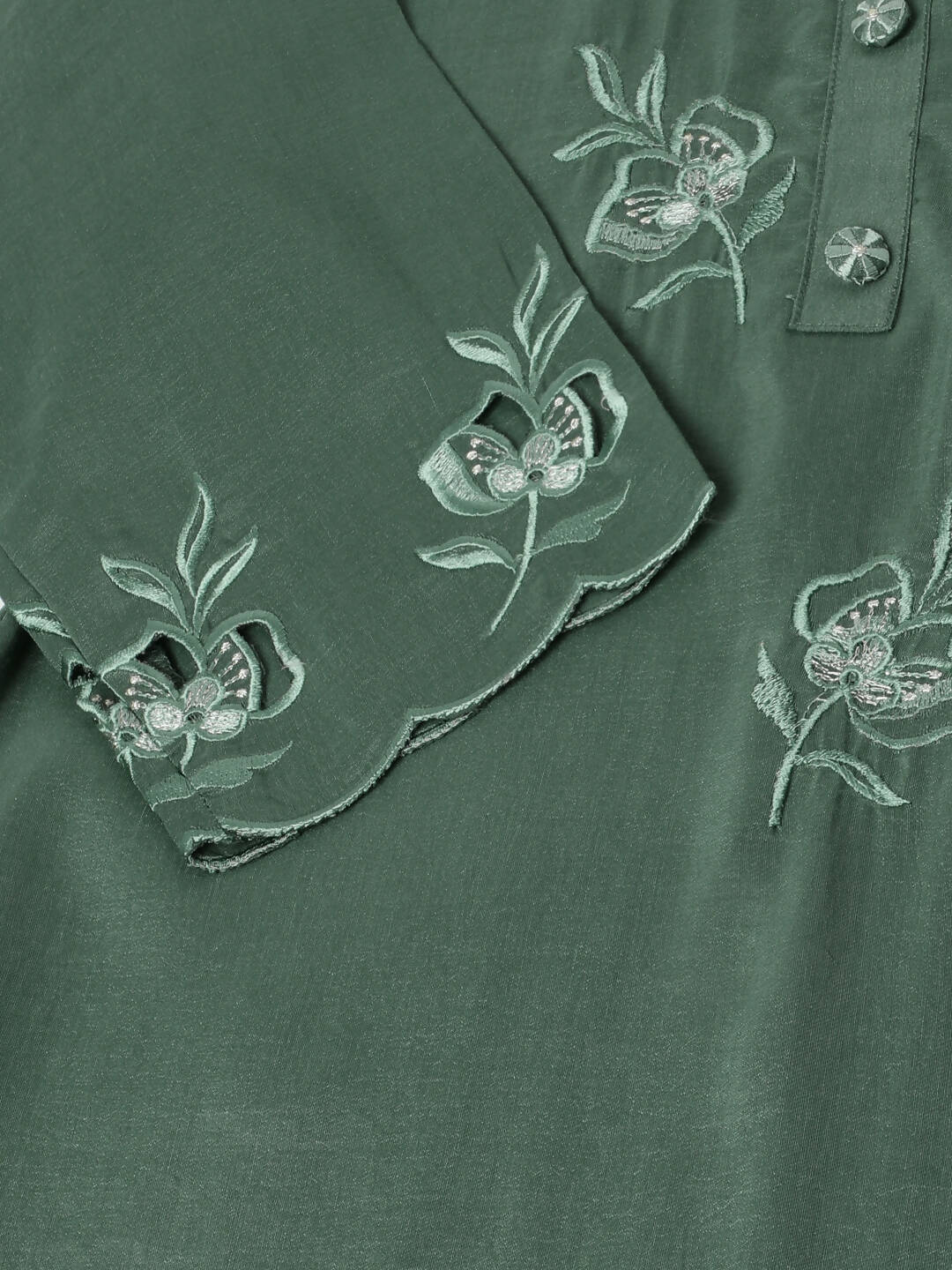 Green Chinon Silk Embroidered Straight Kurta with Trouser & Dupatta - Salimar | Grocsy