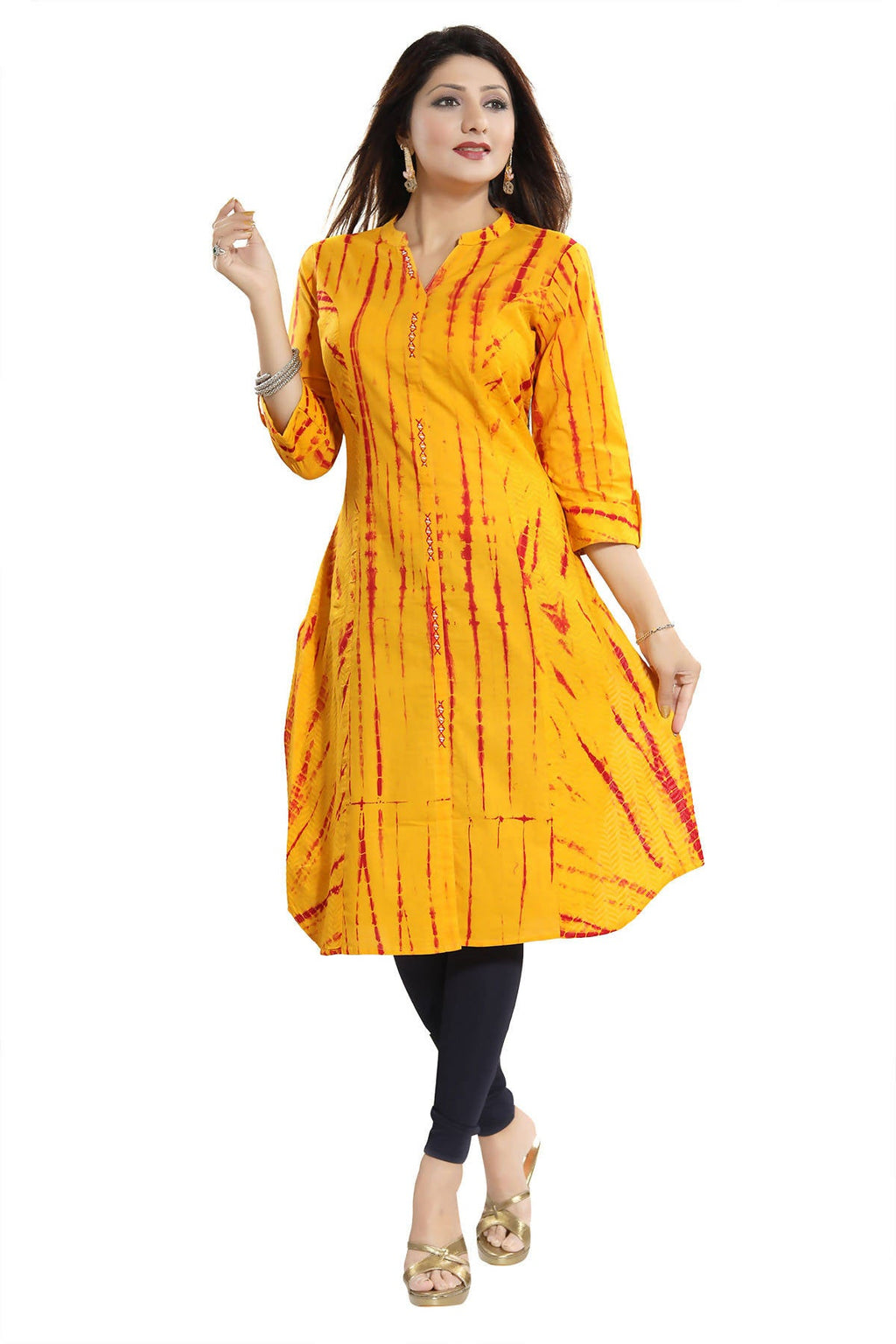 Snehal Creations Yellow Cotton Chikan Embroidery Tunic | Grocsy