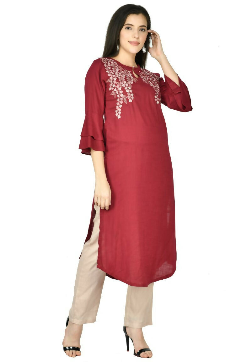 Joban Fashion Wine Cotton Rayon Kurta Set | Grocsy