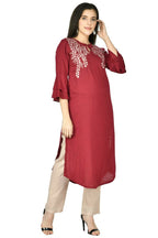 Joban Fashion Wine Cotton Rayon Kurta Set | Grocsy