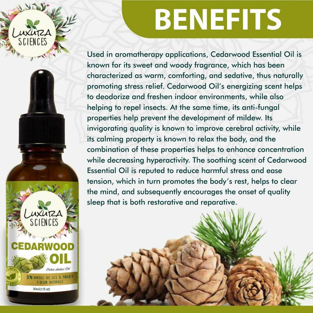 Luxura Sciences Organic Cedarwood Essential Oil | Grocsy