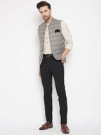 Even Apparels Brown Merino Men Woven Nehru Jacket PW729 | Grocsy
