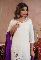 Festive Ethnic Viscose Rayon White Stitched Suit With Dupatta - Rashmika | Grocsy