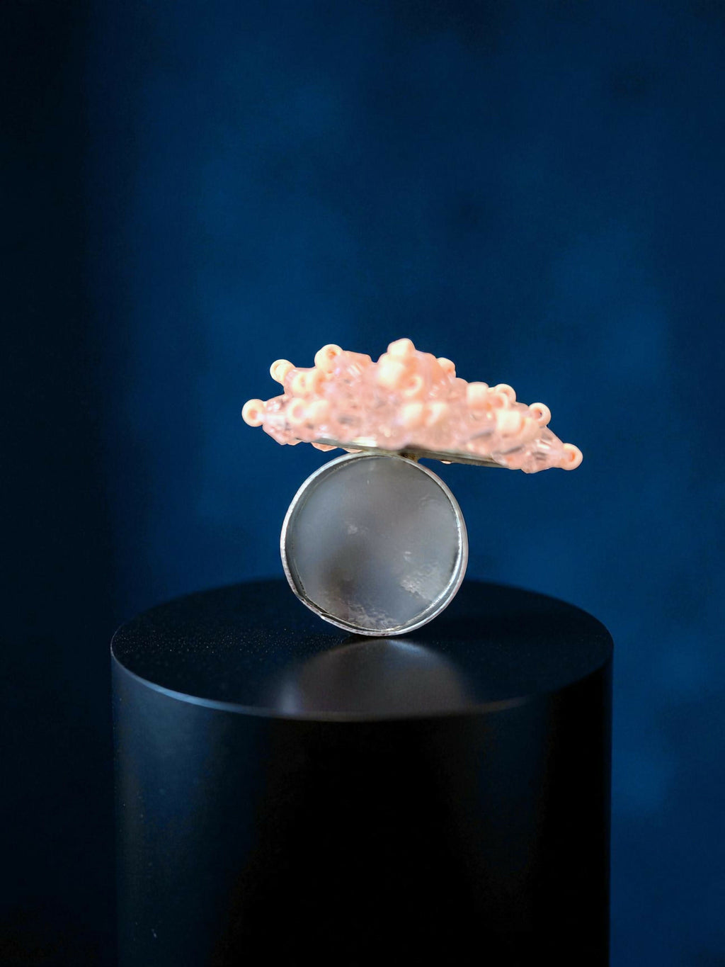 Inhanns Rang-E-Roshan Adjustable Ring – Handmade Crystal Statement Ring - Baby Pink | Grocsy