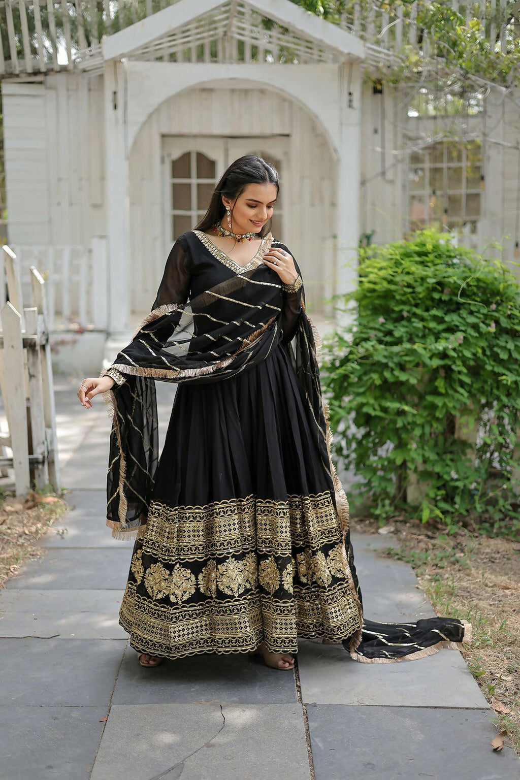 Joban Fashion Black Georgette Sequence Embroidery Work Kurta Set | Grocsy