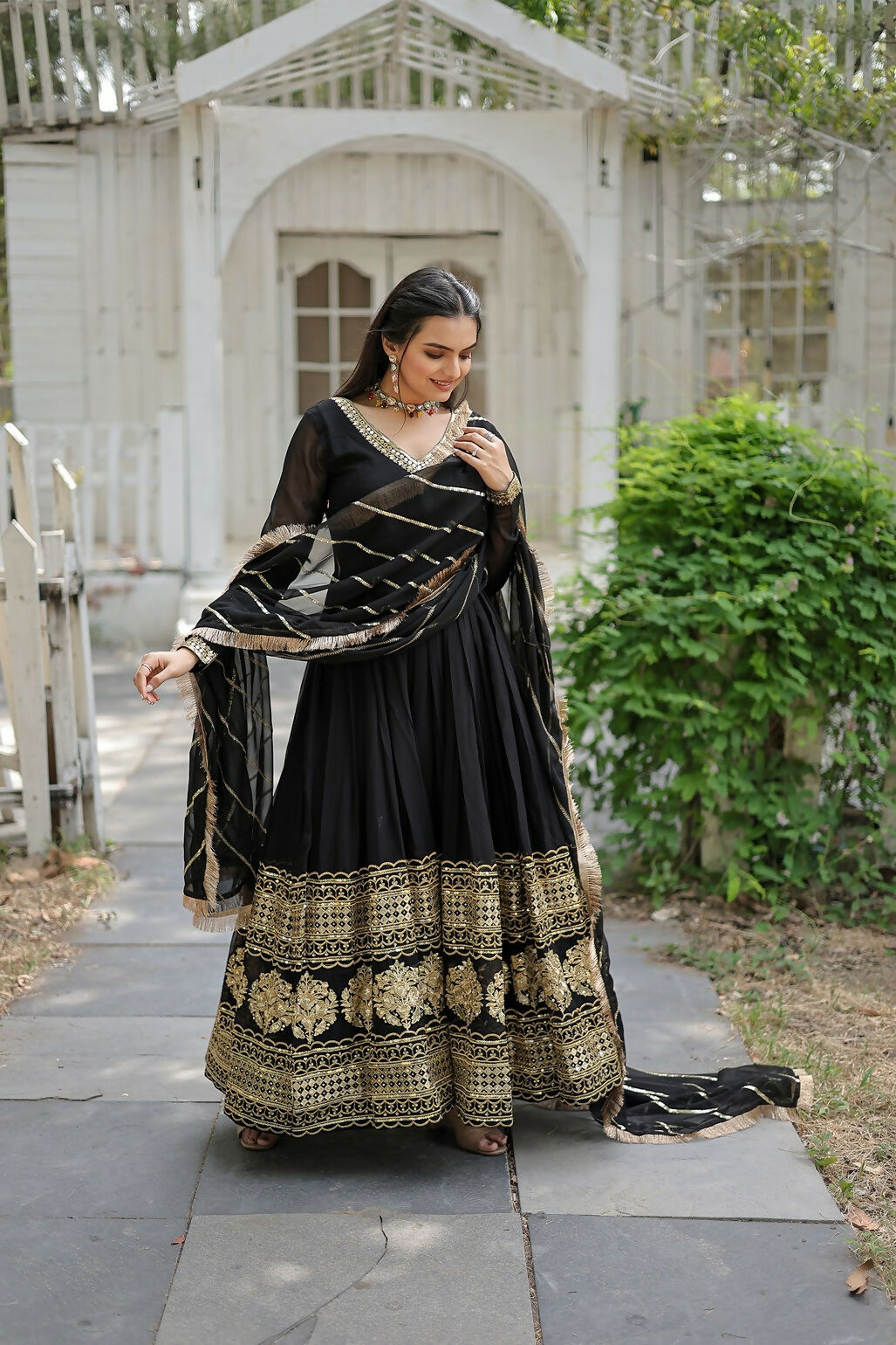 Joban Fashion Black Georgette Sequence Embroidery Work Kurta Set | Grocsy